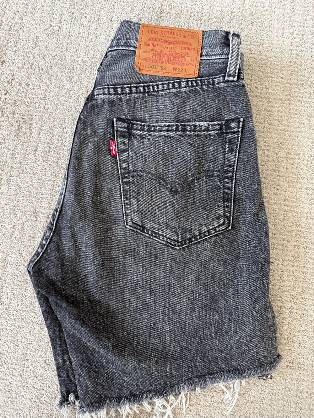 Levi's Premium Washed Black Denim Jean Shorts with Contrast Stitching